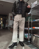 Rib Soft Wide Cotton Pants