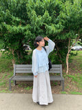 Huo Nylon Balloon Flare Banding Long Skirt