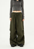 Hem snap pintuck nylon banding pants