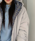 Kitel Check Color Matching Hood Padding Jumper