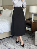 Jayro Shirring Pin Tuck Flare Long Skirt