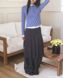 Horse Half Button Ribbed Long Sleeve T-Shirt