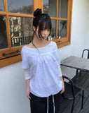 Shutin Big Dot Off-Shoulder Short Sleeve T-Shirt