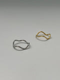 [set] Wave two-tone layered ring