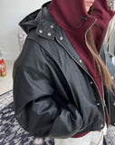 Lopa Hood Leather Padded Jacket