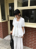 Pombo Tiered Frill Over Fit Short Sleeve Puff Blouse