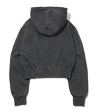 [2-WAY] Fluttery Pigment CROP Hood Zip Up Smoke