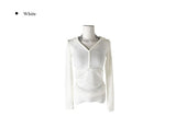 Naron Halter Sleeveless Button V Hood T-Shirt Set