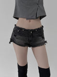Micro Damage Denim Shorts