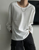 Waffle U-Neck Long Sleeve Tee