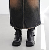 caro slit denim skirt