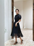 Razzel Puff Chiffon Belt One Piece