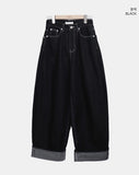 Theron Rolled-up Raw Wide Denim Pants