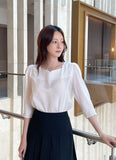 Meju Heart-Neck Three Quarter Sleeve Blouse
