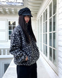 Boran Leopard Fluffy Fur Loose Zip-Up Jumper