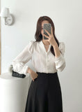 Rund shawl collar puff blouse