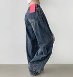 Destroyed Jeans Pleated Side Pin Tuck Balloon Wide Fit Pants