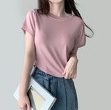 Modern Round Plain Short Sleeve T-shirt