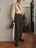 Story peach cotton two tuck pants