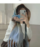 Winter Oversized Couple Check Long Muffler