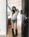 Soft Summer Raglan One-Shoulder Long Sleeve