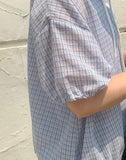 [BAONHAUS] Minkol Check Hood Short Sleeve Shirt