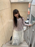 Lanbaf Frill Tiered Layered Long Skirt