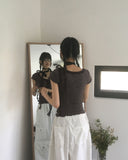 [Scarf set] Srin lace button short sleeve t-shirt