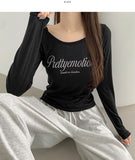 Print Lettering See-through Long Sleeve T-shirt