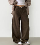 Curv cut line mega balloon fit banding cotton pants