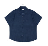 Denim open short sleeve shirt