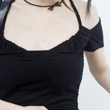 Faroan String Shirring Cropped T-shirt
