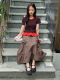 Kosel U-neck Side Shirring Short Sleeve Tee