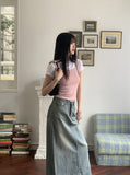 Hotty Vintage Wash Summer Denim Maxi Long Skirt