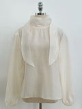 Lime Tencel Half Neck Tie Blouse