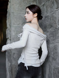 Draped Eyelet Off-shoulder Top