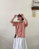 [BAONHAUS] Ryugeto Summer Check Short Sleeve Hood Shirt