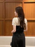 Rosven color matching collar short sleeve knit
