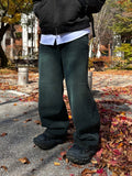 Green Teen Washed Wide Denim Pants