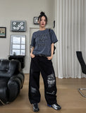 Tack Destroyed Snap Cotton Pants