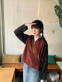 [BAONHAUS] Sanders color matching hood half zip-up knit