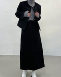 [Muffler set] Cien mohair no-collar short jacket
