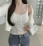 Rib Crop Soft Slim Fit Cardigan