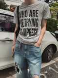 Impri Slub Lettering Short Sleeve T-shirt