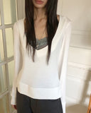 [Fake Layered] Ridan Lace Slim-Fit Layered Long-Sleeve T-Shirt