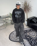 Tones Washed Multi Cargo Denim Pants