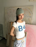 [Muffler SET] Lensa Dot Print Lace Off-Shoulder Short Sleeve T-Shirt
