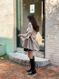 Charili Frill Long Blouse Knit Vest Two-Piece
