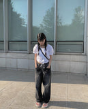 Toku Black Washing Wide Pants