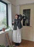 Mopen Nylon Banding Balloon Long Skirt